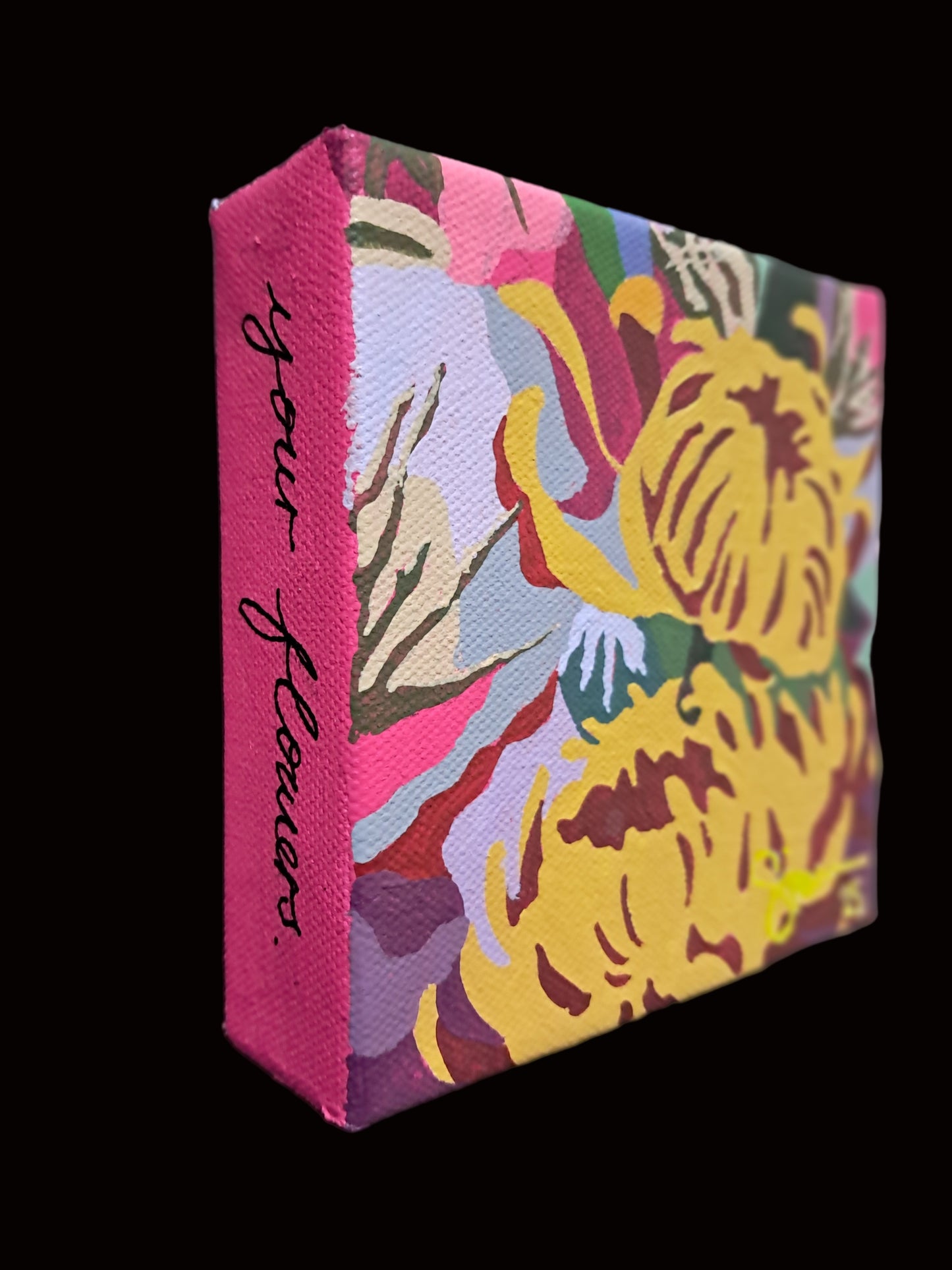 Pink Joy_Mini No.6 (DOUBLE YELLOW CHRYSANTHEMUMS); Sz 4"x4"