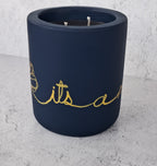 10oz "it's a new day" Beeswax Candle with Lid (Navy)