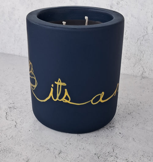 10oz "it's a new day" Beeswax Candle with Lid (Navy)