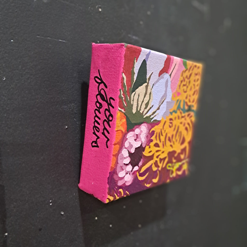 Pink Joy_Mini No.5 (DOUBLE YELLOW CHRYSANTHEMUMS);Sz 4"x4"