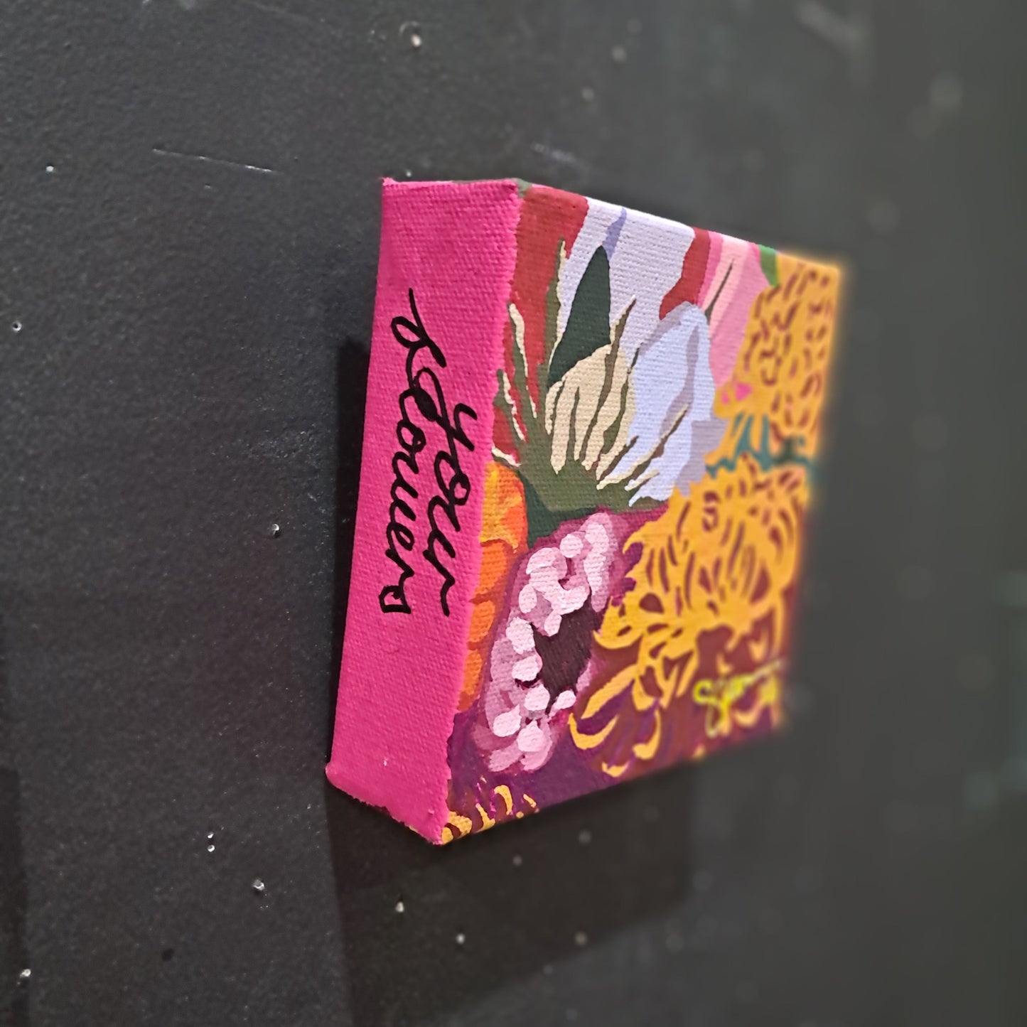 Pink Joy_Mini No.5 (DOUBLE YELLOW CHRYSANTHEMUMS);Sz 4"x4"