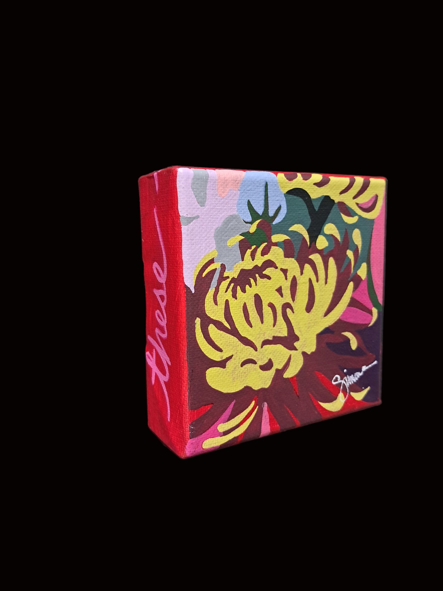 Pink Joy_Mini No.4 (SINGLE YELLOW CHRYSANTHEMUMS);Sz 4"x4"