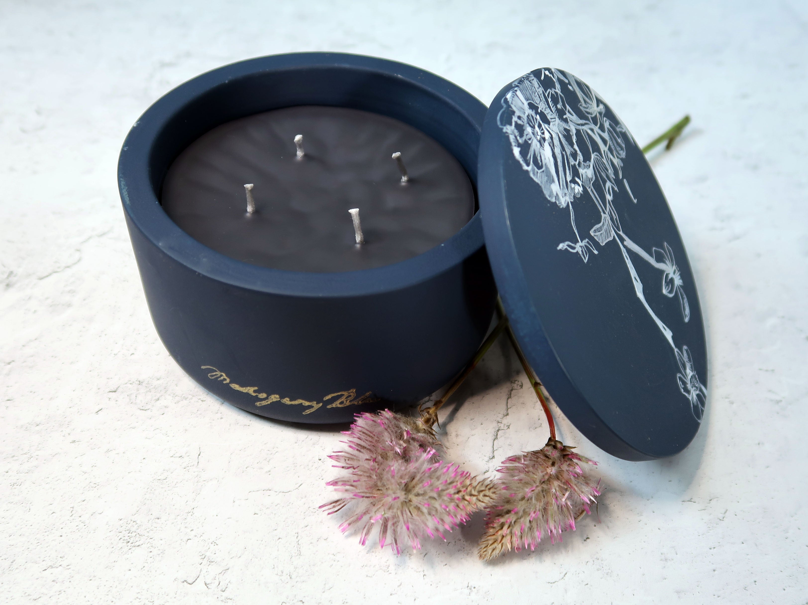13oz Dream Vessel Beeswax Candle with Lid (Navy)