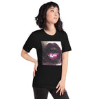 Red Lips Short-Sleeve Unisex T-Shirt (Black)